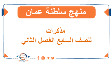 تحميل مذكرات الفصل الثاني للصف السابع المنهاج العماني