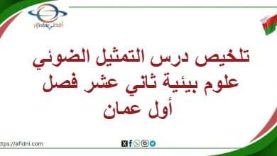 المنهاج العماني 2025-2026 - المناهج الدراسية في سلطنة عمان تلخيص درس التمثيل الضوئي علوم بيئية ثاني عشر فصل أول عمان