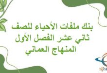 بنك ملفات الأحياء للصف ثاني عشر الفصل الأول المنهاج العماني