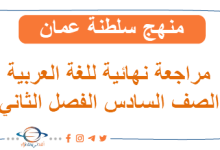 مراجعة نهائية للصف السادس الفصل الثاني في اللغة العربية