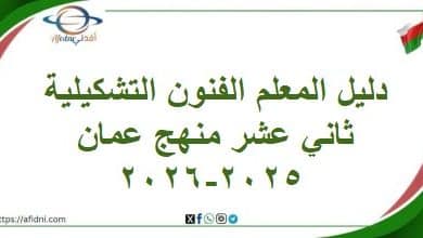 دليل المعلم الفنون التشكيلية ثاني عشر منهج عمان 2025-2026