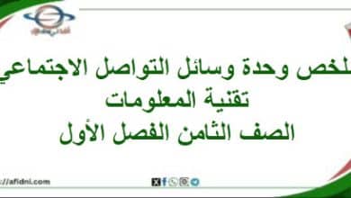 ملخص وحدة وسائل التواصل الاجتماعي تقنية معلومات ثامن فصل