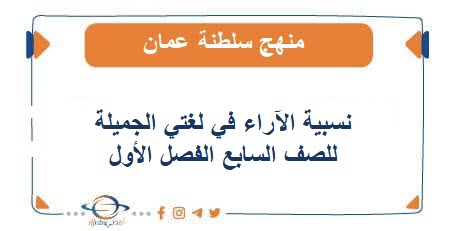 نسبية الآراء في لغتي الجميلة للصف السابع الفصل الأول عمان