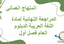 المراجعة النهائية لمادة اللغة العربية الدبلوم العام فصل أول عمان