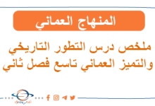 ملخص درس التطور التاريخي والتميز العماني تاسع فصل ثاني