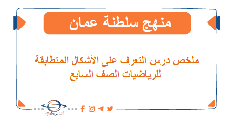 ملخص التعرف على الأشكال المتطابقة للرياضيات صف سابع