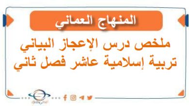 ملخص درس الإعجاز البياني تربية إسلامية عاشر فصل ثاني عمان
