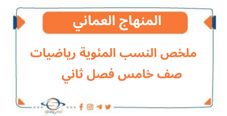 ملخص درس النسب المئوية رياضيات صف خامس فصل ثاني منهج عمان