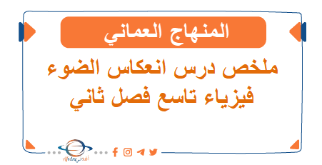 ملخص درس انعكاس الضوء فيزياء تاسع فصل ثاني