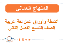 أنشطة وأوراق عمل لغة عربية الصف التاسع الفصل الثاني عمان