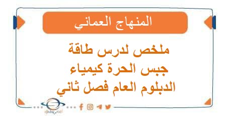 ملخص لدرس طاقة جبس الحرة كيمياء الدبلوم العام فصل ثاني عمان