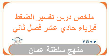 ملخص درس تفسير الضغط فيزياء حادي عشر فصل ثاني