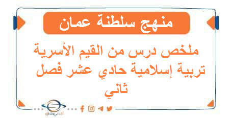 ملخص درس من القيم الأسرية تربية إسلامية حادي عشر