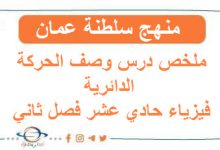 ملخص درس وصف الحركة الدائرية فيزياء حادي عشر فصل ثاني
