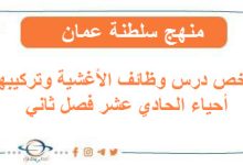 ملخص درس وظائف الأغشية وتركيبها أحياء الحادي عشر فصل ثاني