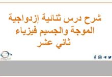 شرح درس ثنائية إزدواجية الموجة والجسيم فيزياء ثاني عشر فصل ثاني