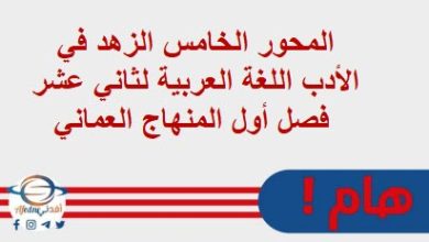 المحور الخامس الزهد في الأدب اللغة العربية لثاني عشر فصل أول