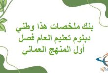 بنك ملخصات هذا وطني دبلوم تعليم العام فصل أول المنهج العماني