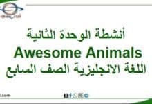 أنشطة وحدة ثانية Awesome animals لغة انجليزية السابع فصل