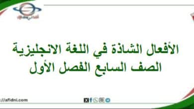 درس الأفعال الشاذة اللغة الانجليزية الصف السابع الفصل