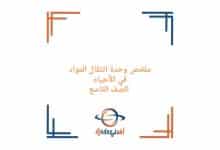 ملخص وحدة انتقال المواد من الخلايا وإليها أحياء تاسع فصل أول