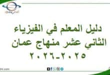 دليل المعلم في الفيزياء الصف الثاني عشر منهاج عمان 2025-2026