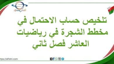 تلخيص حساب الاحتمال في مخطط الشجرة في رياضيات العاشر فصل ثان