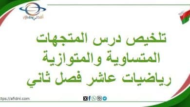 تلخيص درس المتجهات المتساوية والمتوازية رياضيات عاشرفصل ثاني