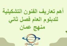 أهم تعاريف الفنون التشكيلية للدبلوم العام فصل ثاني منهج عمان