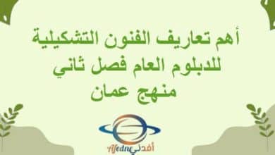 أهم تعاريف الفنون التشكيلية للدبلوم العام فصل ثاني منهج عمان