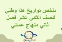 ملخص تواريخ هذا وطني للصف الثاني عشر فصل ثاني منهاج عماني