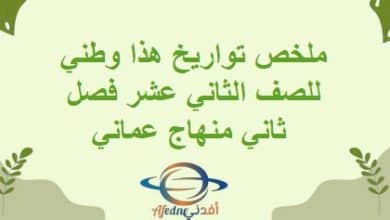 ملخص تواريخ هذا وطني للصف الثاني عشر فصل ثاني منهاج عماني