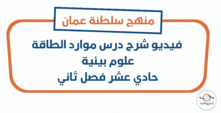 شرح درس موارد الطاقة علوم بيئية حادي عشر فصل ثاني