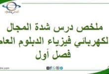 ملخص درس شدة المجال الكهربائي فيزياء الدبلوم العام فصل أول