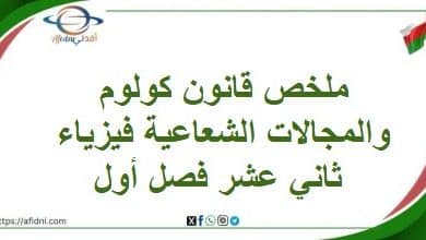 ملخص قانون كولوم والمجالات الشعاعية فيزياء ثاني عشر فصل أول