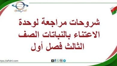 شروحات مراجعة لوحدة الاعتناء بالنباتات الصف الثالث فصل أول