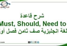 شرح قاعدة Must, Should, Need to لغة انجليزية صف ثامن فصل
