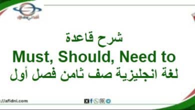 شرح قاعدة Must, Should, Need to لغة انجليزية صف ثامن فصل